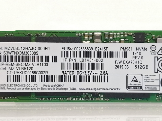 中古】各社 512GB SSD (M.2 2280/PCIe3.0 NVMe)【大阪本店】保証期間1
