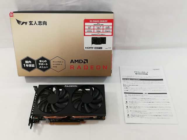 【中古】玄人志向 RD-RX6600-E8GB/DF RX6600/8GB(GDDR6)【大阪本店】保証期間１週間