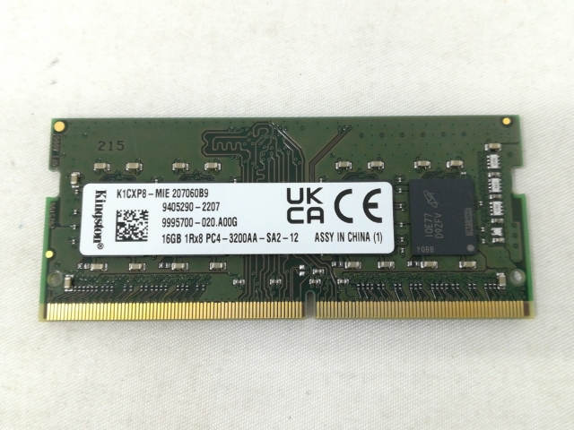 【中古】260PIN 16GB DDR4-3200(PC4-25600) SODIMM 【ノートPC用】【大阪本店】保証期間１週間