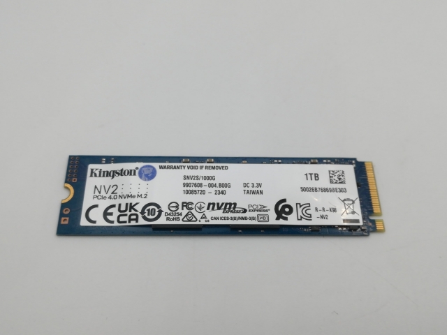 【中古】Kingston NV1 NVMe PCIe SSD(SNVS/1000G) 1TB/M.2 2280(PCIe3.0 NVMe)【秋葉2号】保証期間１週間