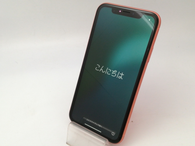 【中古】Apple 国内版 【SIM無償性】 iPhone XR 128GB コーラル MT0T2J/A【大阪堂島】言いはなつ継続期間１ヶ月【位置づけるB】