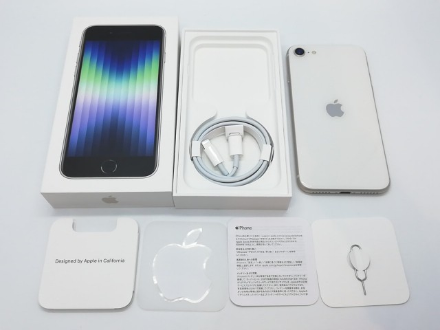 【中古】Apple docomo 【SIMフリー】 iPhone SE（第3世代） 64GB スターライト MMYD3J/A【立川フロム中武】保証期間１ヶ月【ランクA】