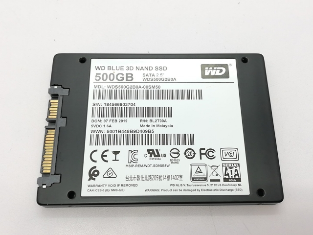 【中古】W.D. WD Blue 3D WDS500G2B0A 500GB/SSD/6GbpsSATA/TLC【立川フロム中武】保証期間１週間