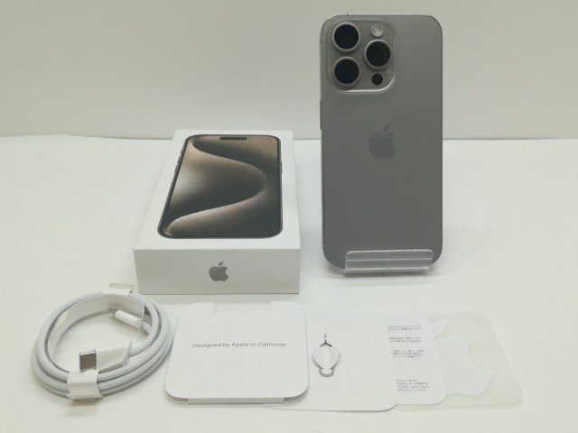 【中古】Apple 国内版 【SIMフリー】 iPhone 15 Pro 128GB ナチュラルチタニウム MTU93J/A【仙台イービーンズ】保証期間１ヶ月【ランクA