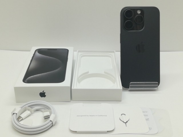 【中古】Apple 国内版 【SIMフリー】 iPhone 15 Pro 128GB ブラックチタニウム MTU73J/A【仙台イービーンズ】保証期間１ヶ月【ランクA】