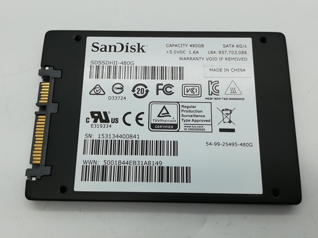 【中古】各社2.5SSD 480GB SSD SATA【秋葉2号】保証期間１週間