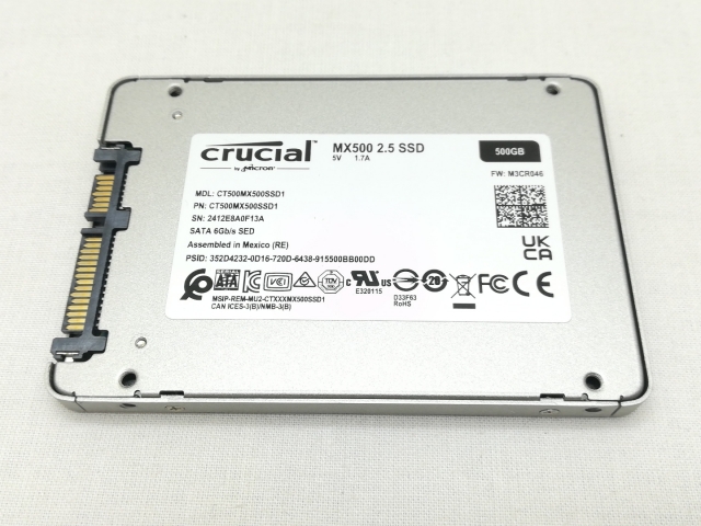 【中古】Crucial MX500 CT500MX500SSD1 500GB/SSD/6GbpsSATA/2018年1月/3D TLC【川崎】保証期間１週間