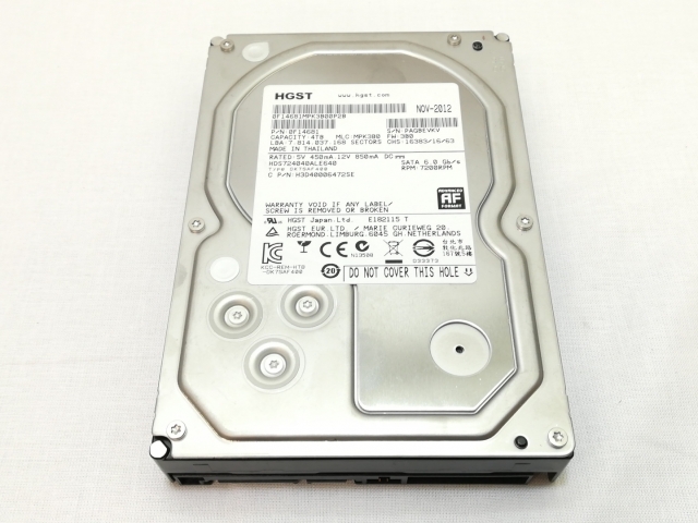 【中古】HGST HDS724040ALE640 4TB/7200rpm/64MB/6Gbps【川崎】保証期間１週間