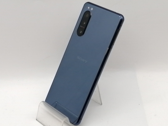 【中古】SONY au 【SIMロック解除済み】 Xperia 5 II ブルー 8GB 128GB SOG02【津田沼】保証期間１ヶ月【ランクC】