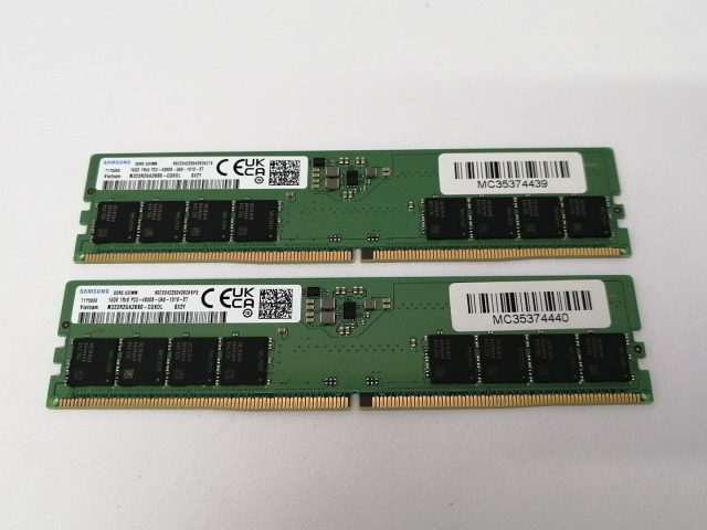 【中古】DDR5 16GB 2枚組（合計32GB） DDR5-4800(PC5-38400)【デスクトップPC用】【川越クレアモール】保証期間１週間