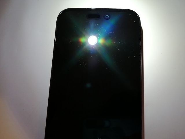 【中古】Apple 国内版 【SIMフリー】 iPhone 14 Pro 256GB ディープパープル MQ1E3J/A【高崎モントレー】保証期間１ヶ月【ランクC】