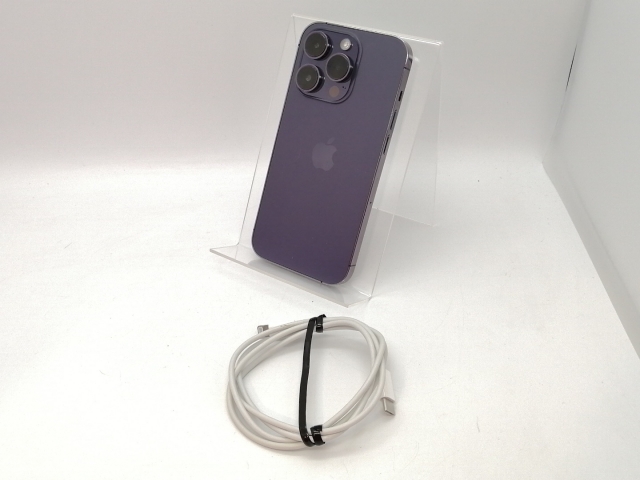 【中古】Apple 国内版 【SIMフリー】 iPhone 14 Pro 256GB ディープパープル MQ1E3J/A【高崎モントレー】保証期間１ヶ月【ランクC】