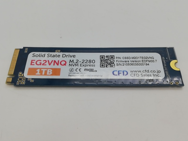 【中古】CFD EG2VNQ(CSSD-M2O1TEG2VNQ) 1TB/M.2 2280(PCIe3.0 NVMe)/TLC【アリオ倉敷】保証期間１週間