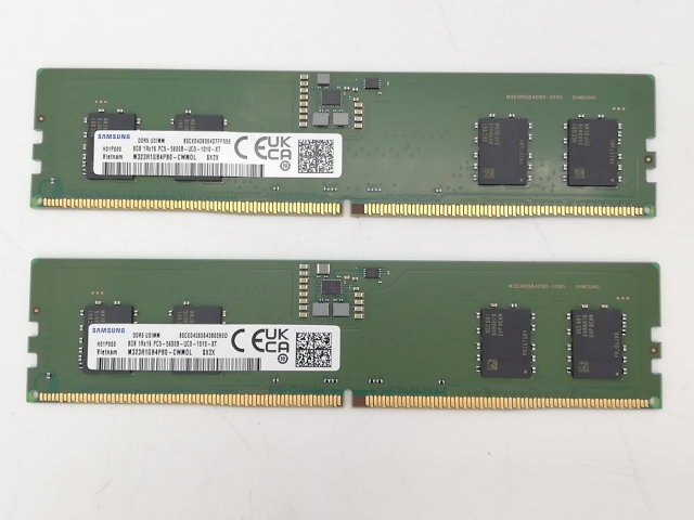 【中古】DDR5 8GB 2枚組（合計16GB） DDR5-5600(PC5-44800)【デスクトップPC用】【アリオ倉敷】保証期間１週間