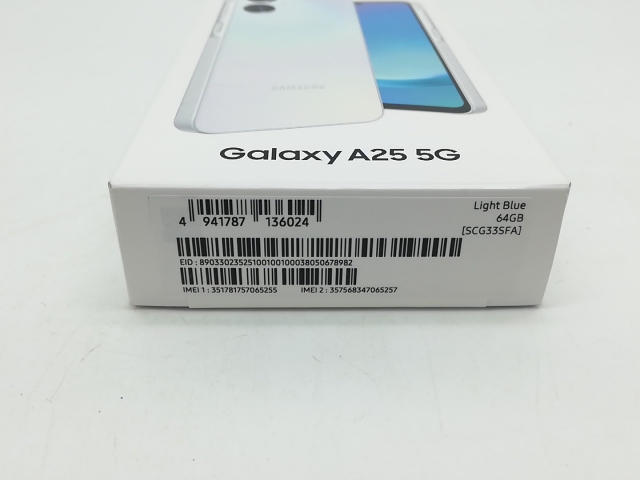 未使用】SAMSUNG au 【SIMフリー】 Galaxy A25 5G ライトブルー 4GB