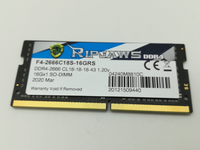 【中古】260PIN 16GB DDR4-2666(PC4-21300) SODIMM 【ノートPC用】【新橋】保証期間１週間