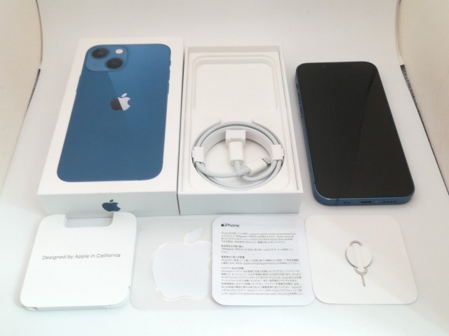 【中古】Apple docomo 【SIMフリー】 iPhone 13 mini 256GB ブルー MLJN3J/A【三宮駅前】保証期間１ヶ月【ランクB】