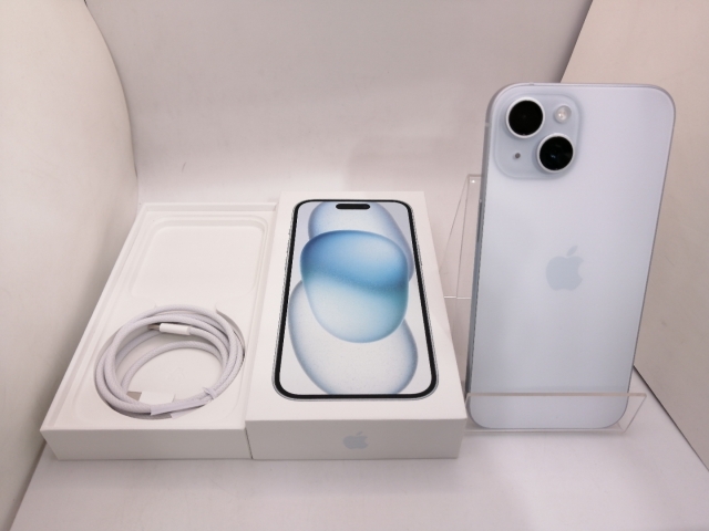 【中古】Apple 楽天モバイル 【SIMフリー】 iPhone 15 256GB ブルー MTMR3J/A【三宮駅前】保証期間１ヶ月【ランクC】