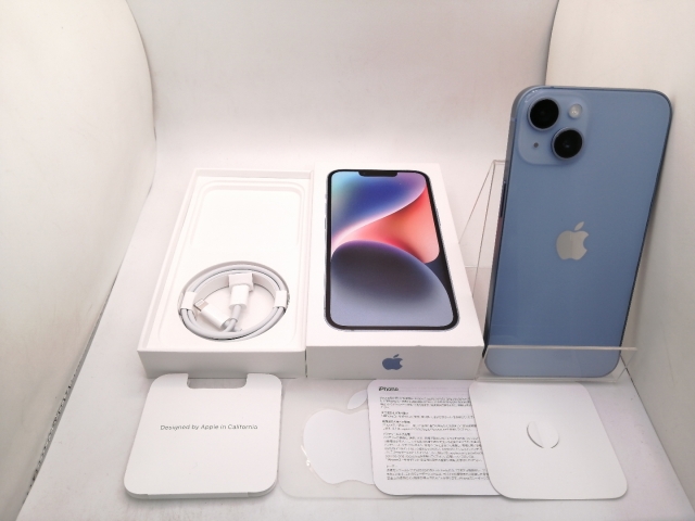 【中古】【赤ロム保証あり】Apple au 【SIMフリー】 iPhone 14 128GB ブルー MPVJ3J/A【三宮駅前】保証期間１ヶ月【ランクA】