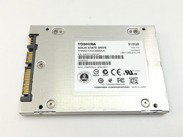 中古】TOSHIBA THNS512GG8BBAA 512GB/SSD/SATA【神戸】保証期間1週間 