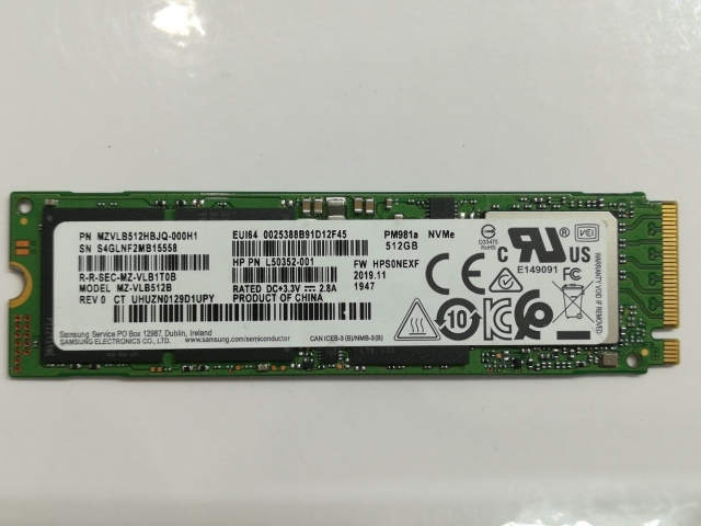 中古】各社 512GB SSD (M.2 2280/PCIe3.0 NVMe)【日本橋3】保証期間1週間