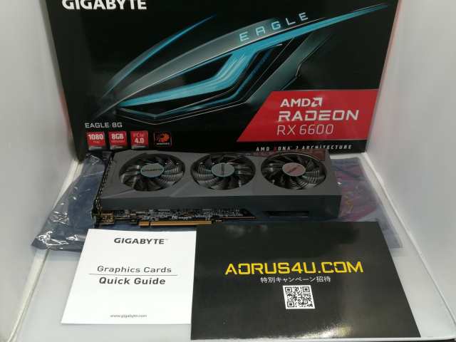 【中古】GIGABYTE Radeon RX 6600 EAGLE 8G（GV-R66EAGLE-8GD）RX6600/8GB(GDDR6)【日本橋3】保証期間１週間