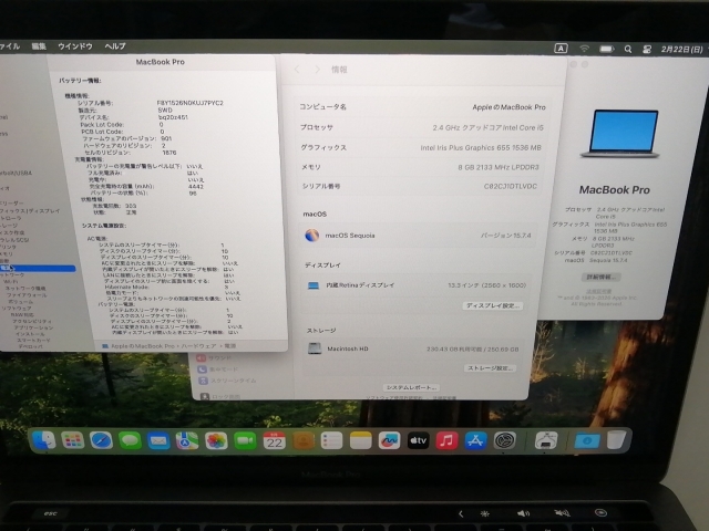 【中古】Apple MacBook Pro 13インチ (wTB) CTO (Mid 2019) シルバー Core i5(2.4G)/8G/256G(SSD)/Iris Plus 655【日本橋3】保証期間１ヶ月【ランクB】_6