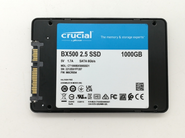 【中古】Crucial BX500(CT1000BX500SSD1) 1TB/SSD/6GbpsSATA【日本橋3】保証期間１週間