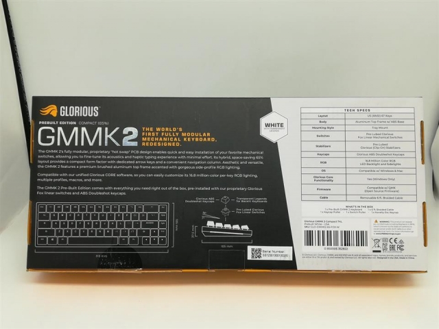 【未使用】Glorious PC Gaming Race Glorious GMMK 2 65% Pre-Built GLO-GMMK2-65-FOX-W [White/US配列]【日本橋3】保証期間１週間_1