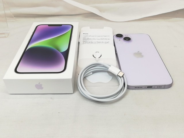 【中古】Apple au 【SIMフリー】 iPhone 14 128GB パープル MPUY3J/A【戸塚】保証期間１ヶ月【ランクA】