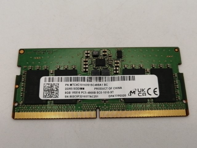 【中古】262PIN SODIMM 8GB DDR5-4800(PC5-38400)【ノートPC用】【川崎駅前】保証期間１週間_2