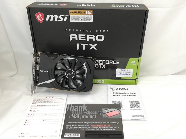 中古】MSI GeForce GTX 1650 AERO ITX 4G OCV1 GTX1650/4GB(GDDR5)/PCI