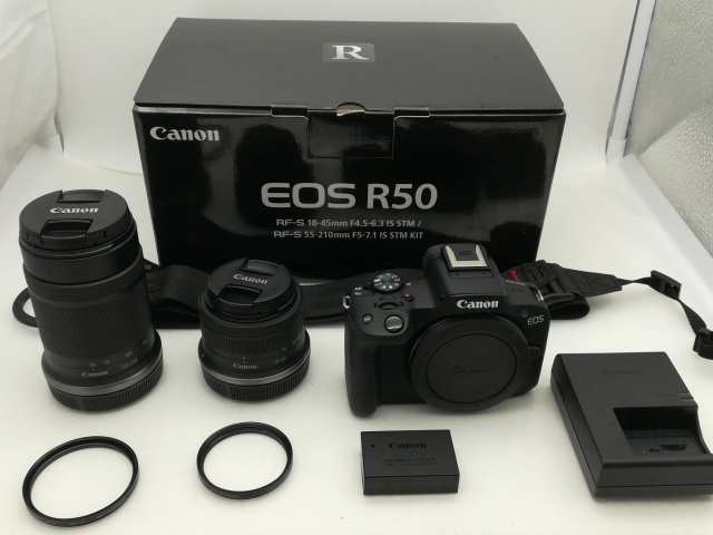 【中古】Canon EOS R50 ダブルズームキット ブラック【大須】保証期間１ヶ月【ランクA】