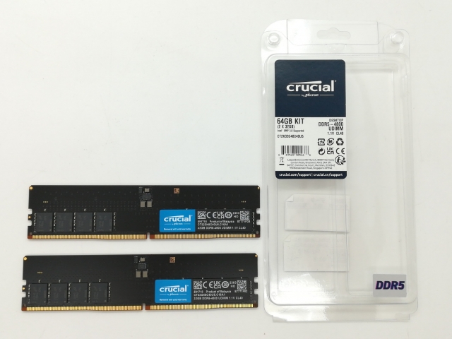 【中古】DDR5 32GB 2枚組（合計64GB） DDR5-4800(PC5-38400)【デスクトップPC用】【仙台駅東口】保証期間１週間