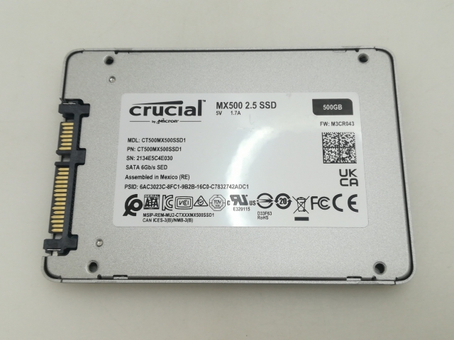 【中古】Crucial MX500 CT500MX500SSD1 500GB/SSD/6GbpsSATA/2018年1月/3D TLC【大須】保証期間１週間