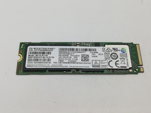 【中古】各社 1TB SSD (M.2 2280/PCIe3.0 NVMe)【秋葉2号】保証期間１週間