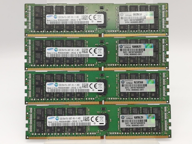 【中古】DDR4 32GB 4本セット 計128GB PC4-19200(DDR4-2400) Registered/ECC【サーバー用】【秋葉2号】保証期間１週間