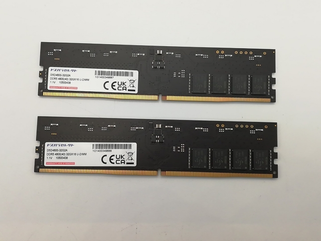 【中古】DDR5 32GB 2枚組（合計64GB） DDR5-4800(PC5-38400)【デスクトップPC用】【秋葉2号】保証期間１週間