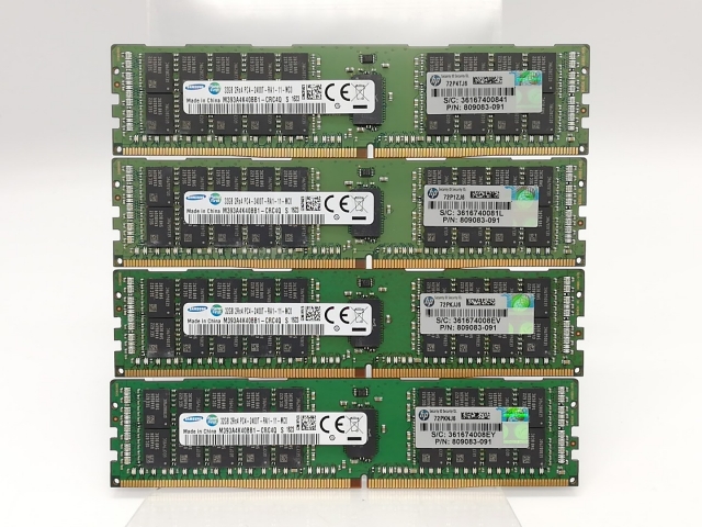 【中古】DDR4 32GB 4本セット 計128GB PC4-19200(DDR4-2400) Registered/ECC【サーバー用】【秋葉2号】保証期間１週間