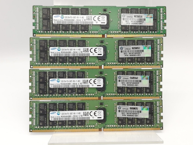 【中古】DDR4 32GB 4本セット 計128GB PC4-19200(DDR4-2400) Registered/ECC【サーバー用】【秋葉2号】保証期間１週間