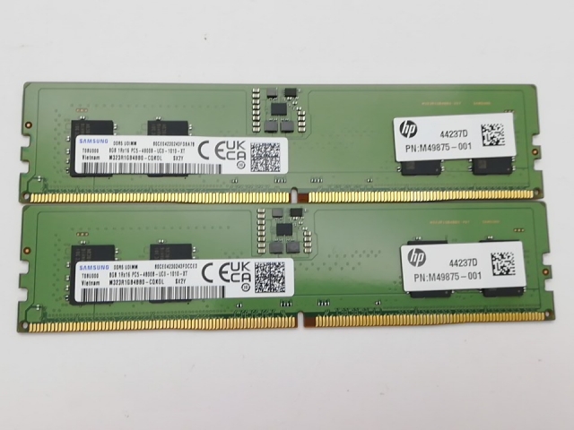 【中古】DDR5 8GB 2枚組（合計16GB） DDR5-4800(PC5-38400)【デスクトップPC用】【秋葉2号】保証期間１週間