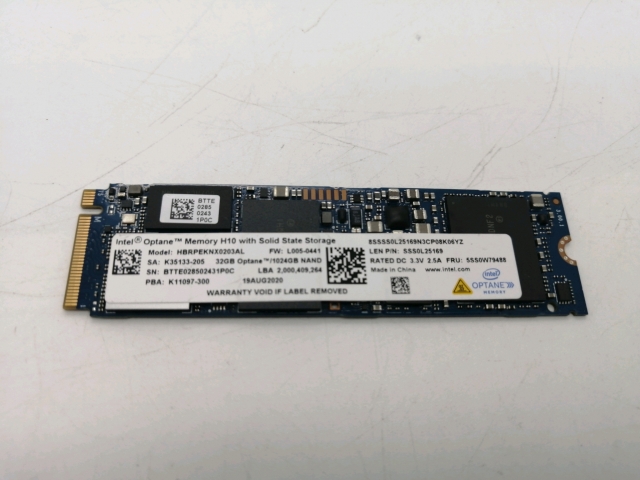 【中古】Intel Optane Memory H10 with solid state storage HBRPEKNX0203AL 32GB optane +1024GB【秋葉2号】保証期間１週間 13,665円