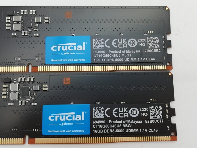 中古】DDR5 16GB 2枚組（合計32GB） DDR5-5600(PC5-44800