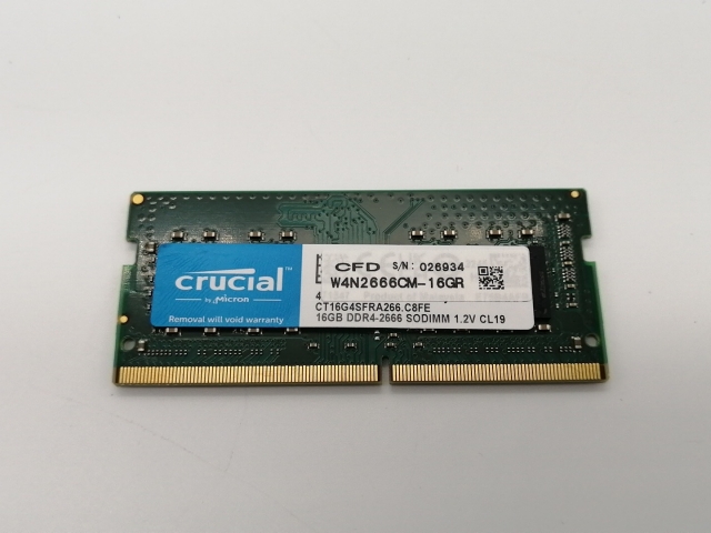 【中古】260PIN 16GB DDR4-2666(PC4-21300) SODIMM 【ノートPC用】【秋葉2号】保証期間１週間