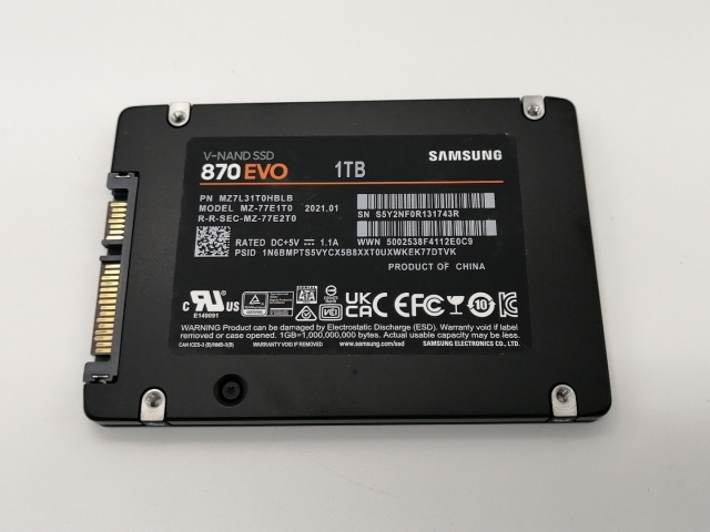 中古】SAMSUNG 870 EVO（MZ-77E1T0B/IT） 1TB/SSD/6GbpsSATA/TLC【秋葉 