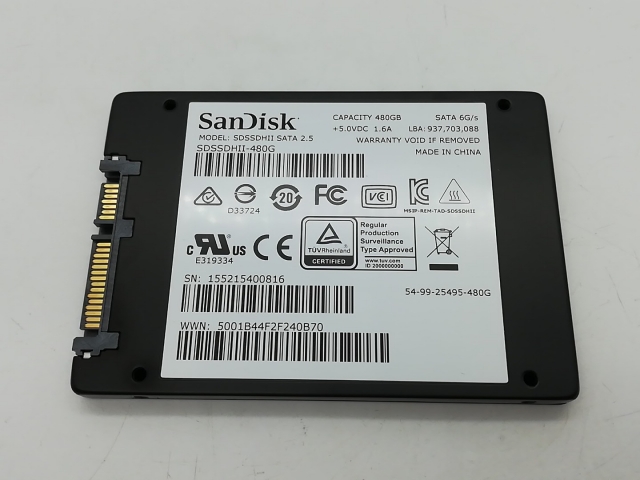 【中古】SanDisk SDSSDHII-480G-J25 480GB/SSD/6GbpsSATA【秋葉2号】保証期間１週間