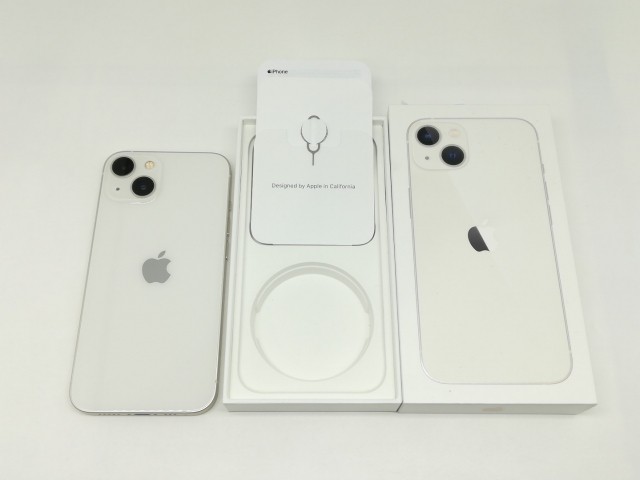 【中古】Apple 国内版 【SIMフリー】 iPhone 13 128GB スターライト MLND3J/A【京都】保証期間１ヶ月【ランクA】