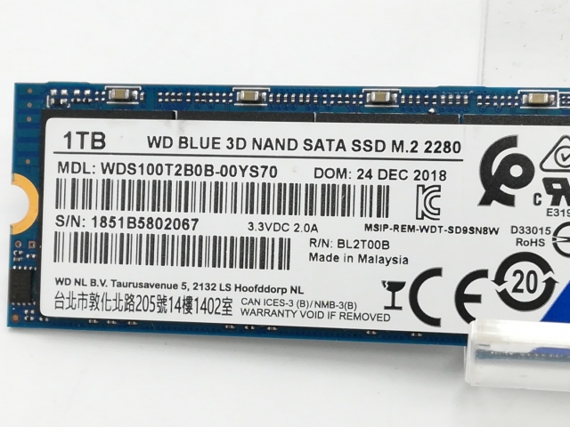 【中古】各社 1TB SSD (M.2 2280/PCIe3.0 NVMe)【京都】保証期間１週間_2