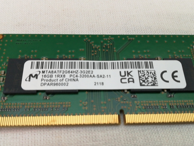 【中古】260PIN 16GB DDR4-3200(PC4-25600) SODIMM 【ノートPC用】【川崎】保証期間１週間_2