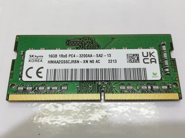 【中古】260PIN 16GB DDR4-3200(PC4-25600) SODIMM 【ノートPC用】【川崎】保証期間１週間